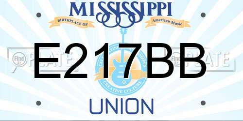 E217BB Mississippi License Plate