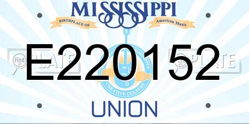 E220152 Mississippi License Plate