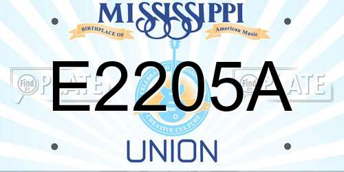 E2205A Mississippi License Plate