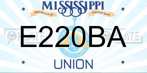 E220BA Mississippi License Plate