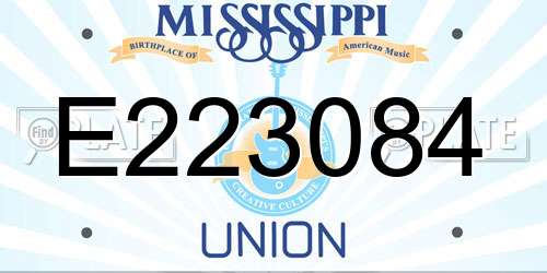 E223084 Mississippi License Plate