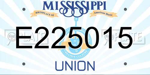 E225015 Mississippi License Plate