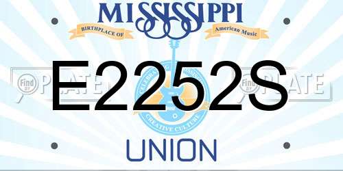E2252S Mississippi License Plate