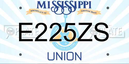 E225ZS Mississippi License Plate
