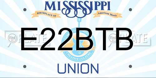 E22BTB Mississippi License Plate