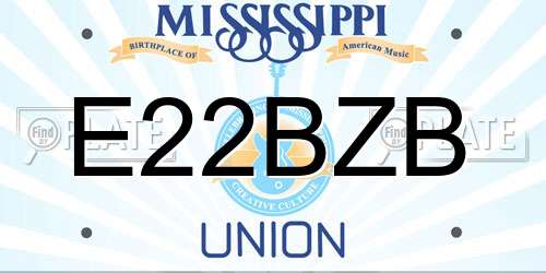 E22BZB Mississippi License Plate