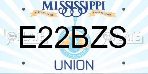 E22BZS Mississippi License Plate