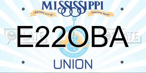 E22OBA Mississippi License Plate