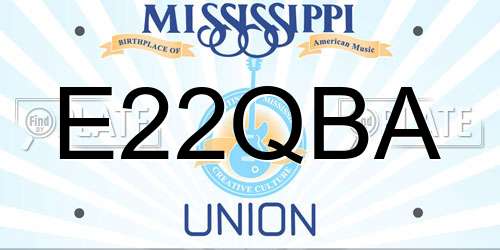 E22QBA Mississippi License Plate