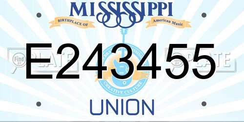 E243455 Mississippi License Plate