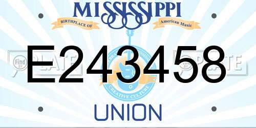 E243458 Mississippi License Plate