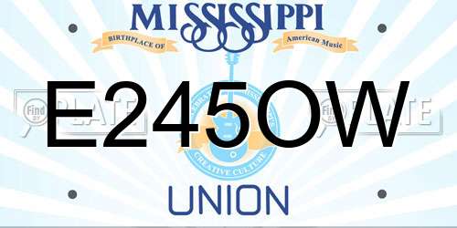 E245OW Mississippi License Plate
