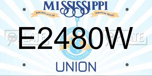 E2480W Mississippi License Plate