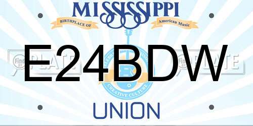 E24BDW Mississippi License Plate