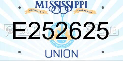 E252625 Mississippi License Plate