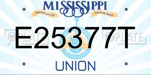 E25377T Mississippi License Plate