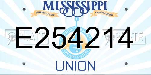 E254214 Mississippi License Plate