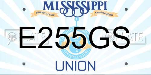 E255GS Mississippi License Plate
