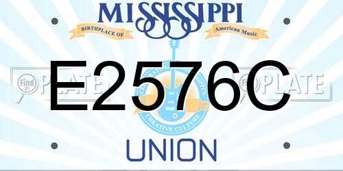 E2576C Mississippi License Plate