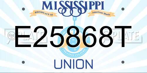 E25868T Mississippi License Plate