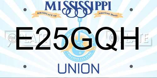 E25GQH Mississippi License Plate