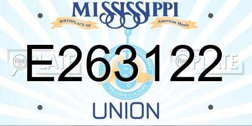 E263122 Mississippi License Plate