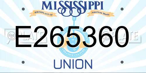 E265360 Mississippi License Plate