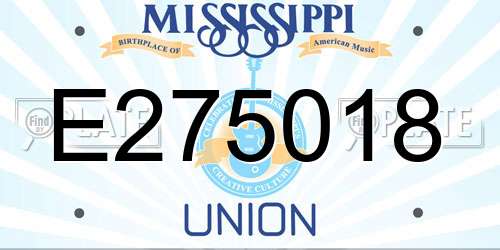 E275018 Mississippi License Plate