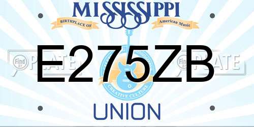 E275ZB Mississippi License Plate