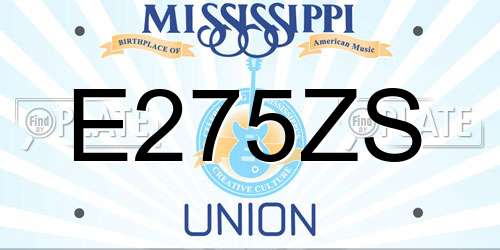 E275ZS Mississippi License Plate