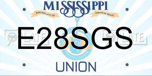 E28SGS Mississippi License Plate