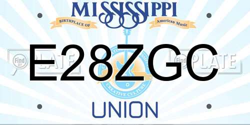 E28ZGC Mississippi License Plate