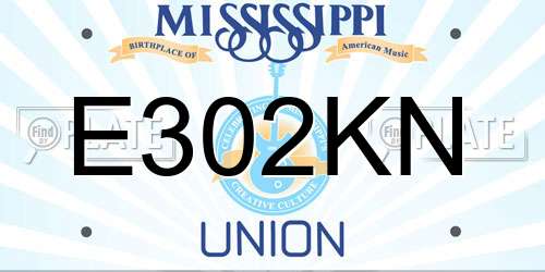 E302KN Mississippi License Plate