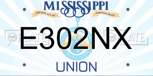 E302NX Mississippi License Plate