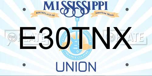 E30TNX Mississippi License Plate