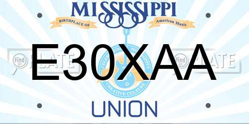 E30XAA Mississippi License Plate
