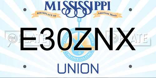 E30ZNX Mississippi License Plate