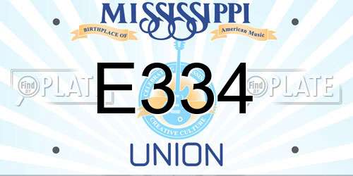 E334 Mississippi License Plate