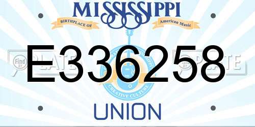 E336258 Mississippi License Plate
