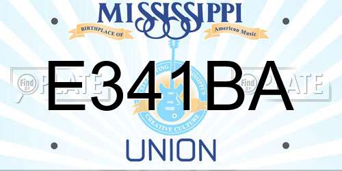 E341BA Mississippi License Plate