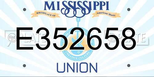 E352658 Mississippi License Plate