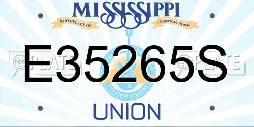 E35265S Mississippi License Plate