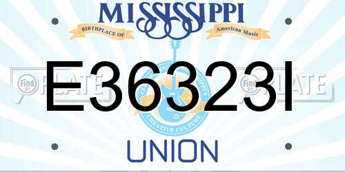 E36323I Mississippi License Plate