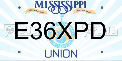 E36XPD Mississippi License Plate