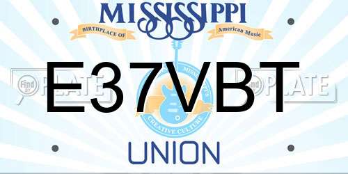 E37VBT Mississippi License Plate