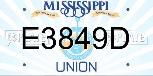 E3849D Mississippi License Plate