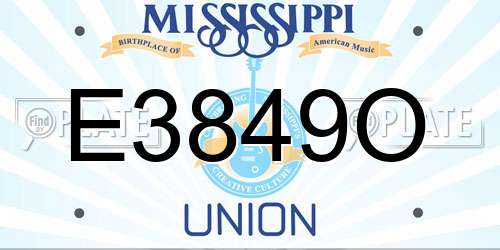 E3849O Mississippi License Plate
