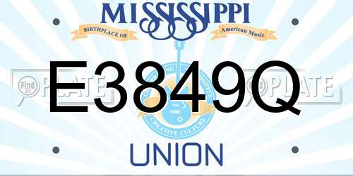 E3849Q Mississippi License Plate