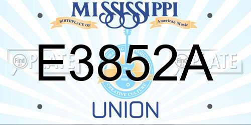 E3852A Mississippi License Plate