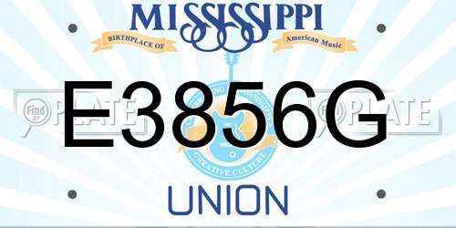 E3856G Mississippi License Plate